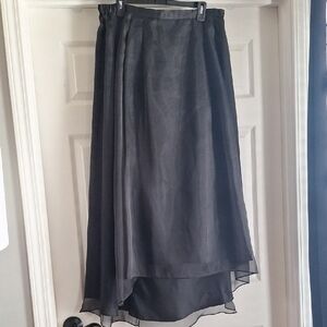 Alex Evenings Black Layered High Low Skirt